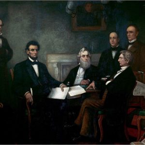 First Reading of the Emancipation Proclamation of President Lincoln. United States Capitol. Francis Bicknell Carpenter, 1864.